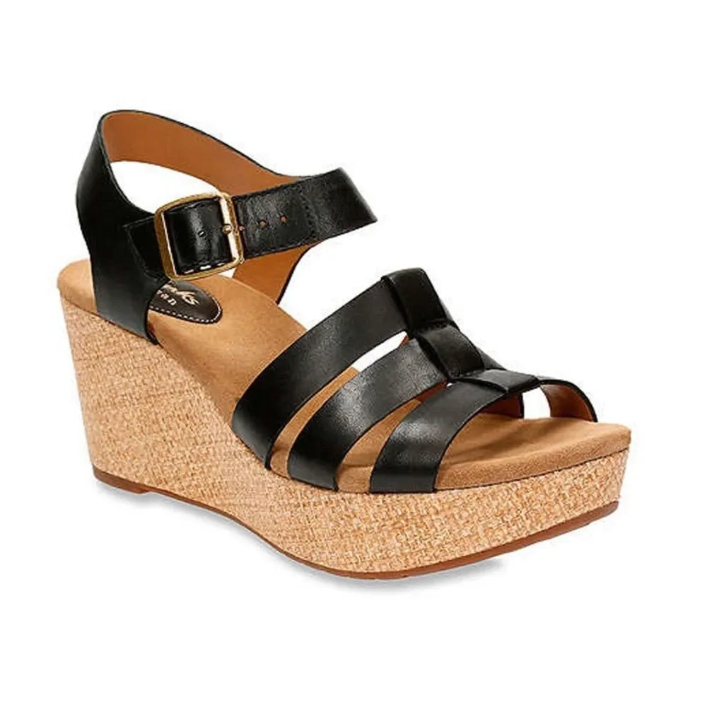 Clarks Artisan Caslynn HARP Wedge Sandals‎ Sz 8